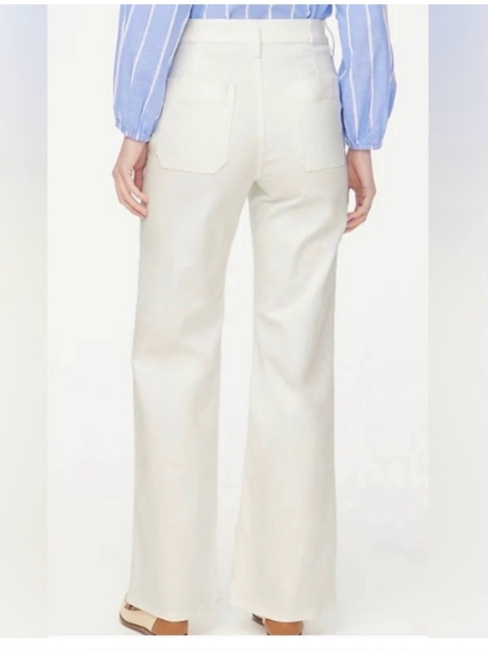NWT J. Crew Women's White Wide Leg Slim Sailor Jeans Gold Buttons - Picture 2 of 7